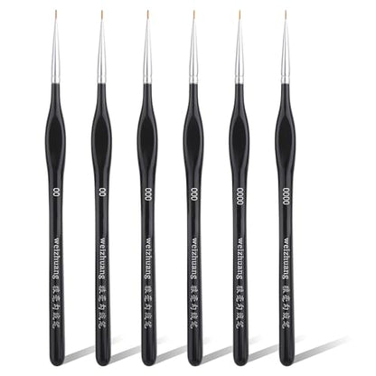 6PCS Detail Paint Brushes, Professional Fine Tip Paint Thin Miniature Brush, Small Artist Micro Paint Brushes for Acrylic Watercolor Oil Numbers Painting Models Detailing