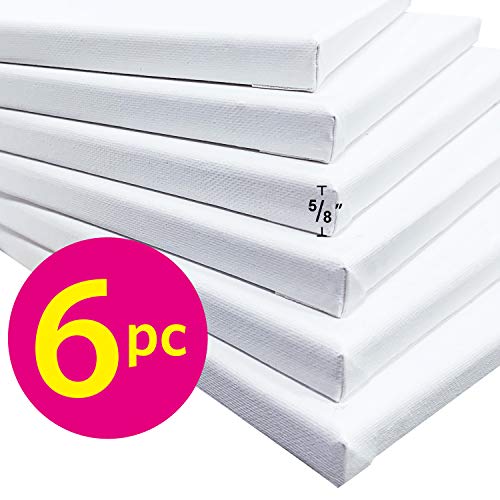 PHOENIX Stretched Canvas for Painting 12x16 Inch/6 Value Pack, 8 Oz Triple Primed 5/8 Inch Profile 100% Cotton White Blank Canvas, Artist Framed Canvas for Oil Acrylic & Pouring Art - size: 12"x16", style: Studio Set (8 Oz.)