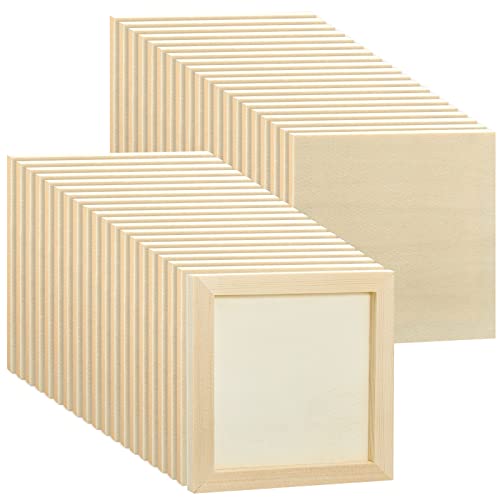 Kathfly 48 Pcs 6 x 6" Wood Panel Boards, Unfinished Wood Canvas Panels for Painting Crafts DIY Drawing Pouring Art Projects - size: 6 x 6 inch