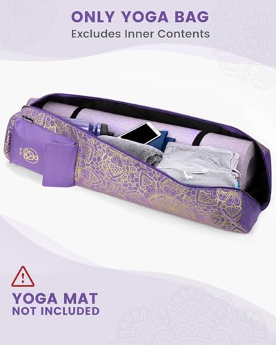 Gonex Yoga Mat Bag, Full-Zip Mat Carrier | 600D Oxford Fabric, Wet Pocket, Front Zip Pocket, Adjustable Strap, Fits Mats up to 26" - color: Royal Purple
