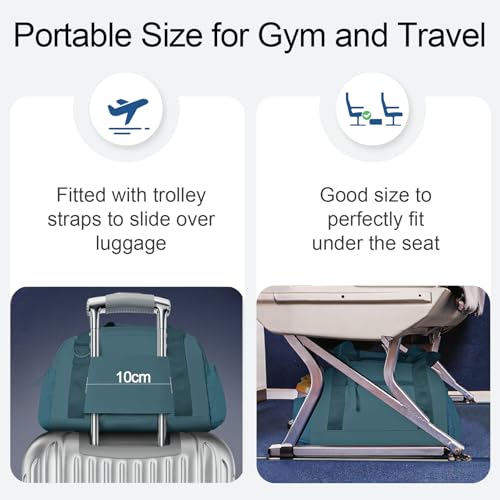 Mini Gym Bag for Women Girls Small Gym Tote Bag with Wet Compartment Waterproof Travel Duffle Bag Cute Workout Sport Bag - color: Dark Cyan-14in