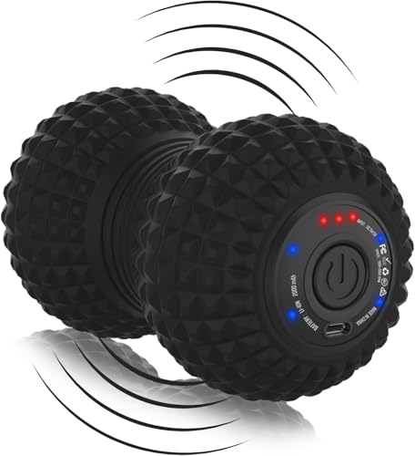 ZeenKind Vibrating Peanut Massage Ball Plantar Fasciitis Muscle Pain Relief | Portable Foot Roller Massager for Deep Tissue Therapy Muscle Pain Myofascial Release, 4 Vibration Speed - color: Peanut Ball-stronger Vibration