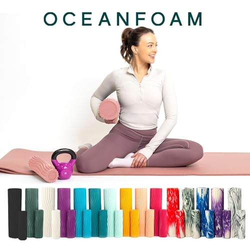 Oceanfoam Tidal Roller - Blush - Muscle Massage Foam Roller for Back Pain & Stretching - Firm and Ergonomic Wide Wave Textured - Yoga, Athletics, & Wellness - Full Size, 20" x 5" - color: Blush