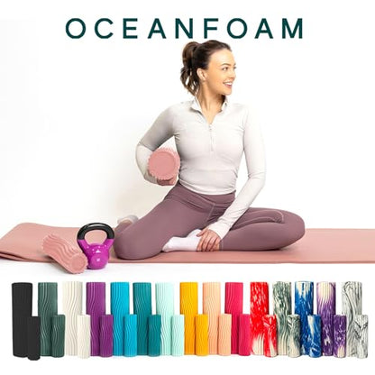 Oceanfoam Tidal Roller - Blush - Muscle Massage Foam Roller for Back Pain & Stretching - Firm and Ergonomic Wide Wave Textured - Yoga, Athletics, & Wellness - Full Size, 20" x 5" - color: Blush