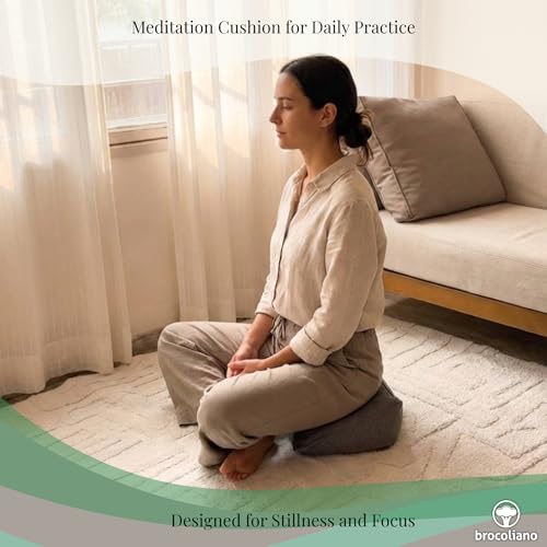 Meditation Cushion – Ergonomic Zafu Pillow for Yoga and Mindfulness – Washable Cover, Natural Buckwheat Fill, Premium Fabric (Cotton Blend/Polyester Variant) (Charcoal Grey, Medium) - color: Charcoal Gray