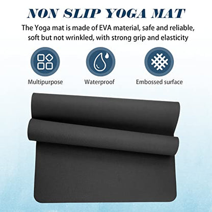 LEIFIDE 10 Pack Yoga Mat Bulk 68'' x 24'' x 4mm Thick Yoga Mat - color: Black