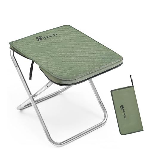 Camping Stool, 16in Tall Portable Folding Stool with Carry Bag, Upgraded Ultralight Chair with Roomy Seat for Adults, Holds 280lbs, Ideal for Hiking, Fishing, Outdoor Use, Green - color: Green