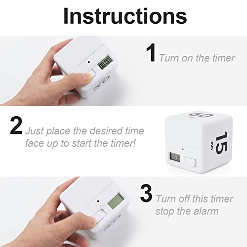 Feilifan Cube Timer, Productivity Cube Rotating Timer, 1-3-5-10 Minute - color: 1-3-5-10min,white