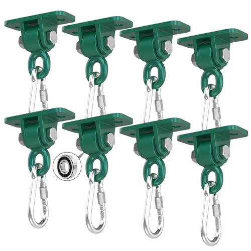 Swing Hangers with Bearing, Heavy Duty Porch Swing Hanging Kit for Outdoor Playground Tree Indoor Ceiling Mount Hardware Brackets with Snap Hooks for Yoga Hammock Punching Bag Accessories 8PCS Green - color: Green, size: 8 Packs