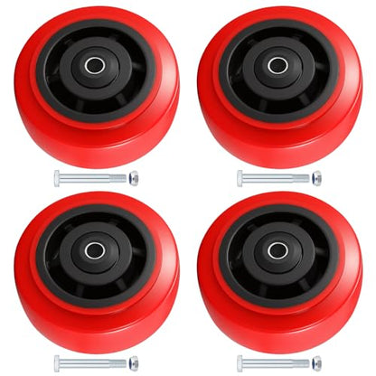 5 Inch Wheels,Heavy Duty Replacement Wheels,Casters Set of 4 Load 3200 Lbs | Polyurethane Surface TPE Casters,Dual Ball Bearings,Heavy Duty Wheels Replace,for Replace Flatbed Cart & Trolleys Wheels - size: 5 INCH