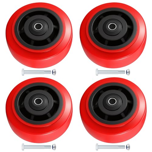5 Inch Wheels,Heavy Duty Replacement Wheels,Casters Set of 4 Load 3200 Lbs | Polyurethane Surface TPE Casters,Dual Ball Bearings,Heavy Duty Wheels Replace,for Replace Flatbed Cart & Trolleys Wheels - size: 5 INCH