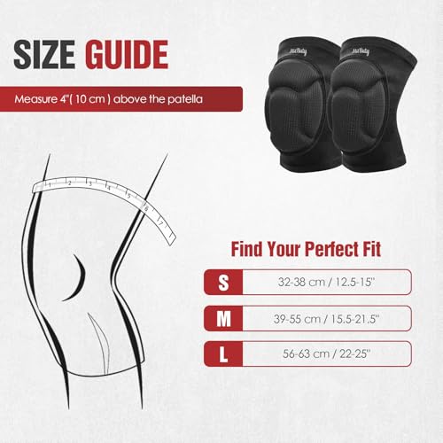 Protective Knee Pads for Men, Women & Kids – 1 Pair Thick Foam Cushioned Pads for Volleyball, Dance, Gardening, Wrestling & Kneeling – Durable Protection for Work & Sports (S: 12.5–15") - size: S: 12.5–15"