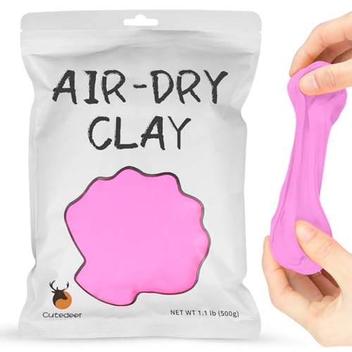 Cutedeer Pink Air Dry Clay, 1.1lb Foam Modeling Clay, Soft Squishy Molding for Kids Adults, Arts & Crafts Project Slime Supplies(1.1lb - 1 Pack, Pink) - color: Pink, size: 1.1lb - 1 PACK