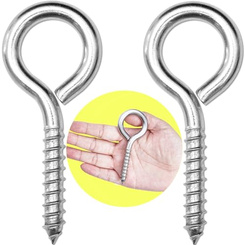 2Pcs Self Tapping Eyelet Screw Eye Bolt，4 Inch Heavy Duty Screw Eyes Hooks ，M8 Wooden Large Screw Eye Hook，Load Capacity 500 Lbs for Hammock ，Yoga，Heavy Indoor Outdoor Uses (2, M8-4 INCH) - size: M8-4 INCH