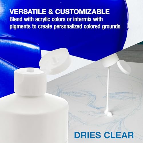 U.S. Art Supply Clear Gesso Primer (16oz) for Oil & Acrylic Painting | Enhances Blending & Canvas Paint Prep - Mixable Clear Gesso Primer for Acrylic Painting - color: Clear