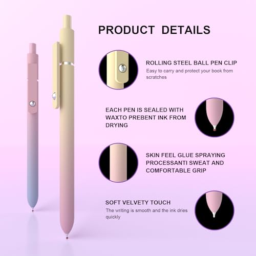 Gel Pens,0.5mm Fine Point Quick Dry Black Gel Pen,Smooth Writing,High-End Series Aesthetic Pen for Journaling Note Taking,Happy Birthday Gift Basket (10 Pcs Black Ink-Gradient shaft pens) - color: Black Ink