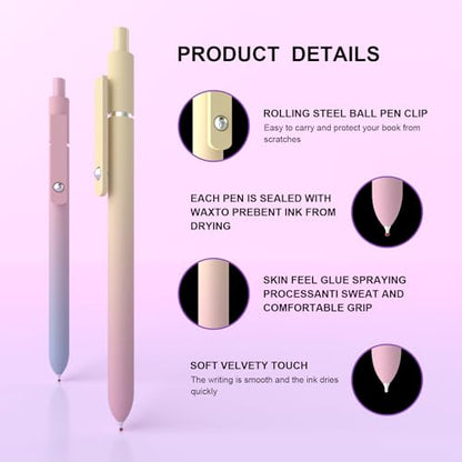 Gel Pens,0.5mm Fine Point Quick Dry Black Gel Pen,Smooth Writing,High-End Series Aesthetic Pen for Journaling Note Taking,Happy Birthday Gift Basket (10 Pcs Black Ink-Gradient shaft pens) - color: Black Ink