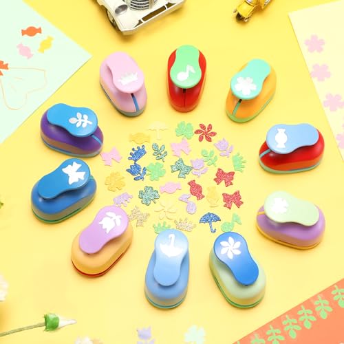 Harloon 10 Pcs Craft Hole Punch Shapes 1 Inch Paper Punch Hole Mix Shapes Cutters for Paper Crafting Scrapbooking Office Supplies(Cute) - style: Cute