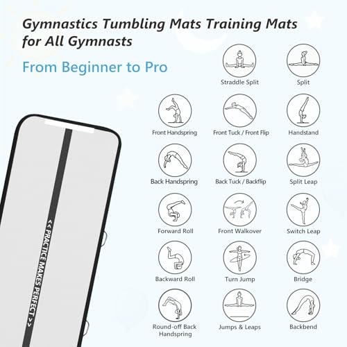 VOFiTNY Inflatable Gymnastics Air Mat Tumble Track with Pump for Training - color: Black, size: 6.6ft*6.6ft*4inches(2m*2m*0.1m)