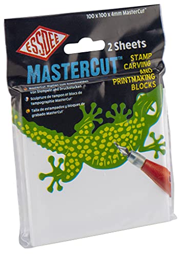 ESSDEE Mastercut Linoleum Carving Blocks - Stampmaking Printmaking Lino Carve - 100 x 100 x 4mm - Pack of 2 - size: 100 x 100 x 4 mm