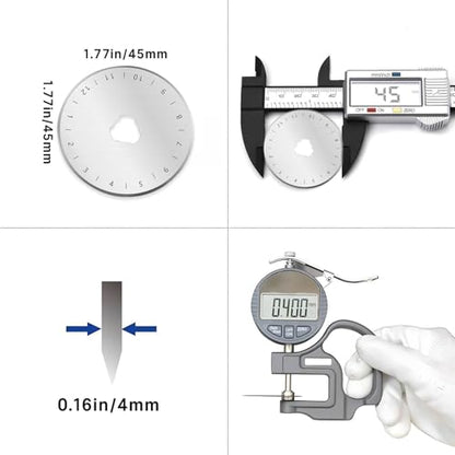 10 Pack Rotary Cutter Blades 45mm for Fits Fiskars,Olfa,Truecut Rotary Cutter Replacement Arts Crafts Quilting,Sharp and Durable