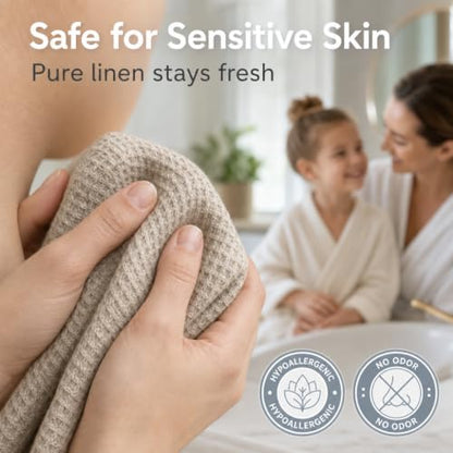 Pure 100% Linen Bath Towel - 30x60-inch Waffle Weave Hair Towel Quick Dry - color: Natural Linen, size: Bath Towel