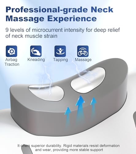 Neck Massage Pillow with Heat & Gentle Light, Contour Design for Relaxation | SOOTHING LIGHT & HEAT COMFORT,This Rupuqira heated neck massager for Neck,Shoulder and Jaw Relaxation, Home/Office Use, White