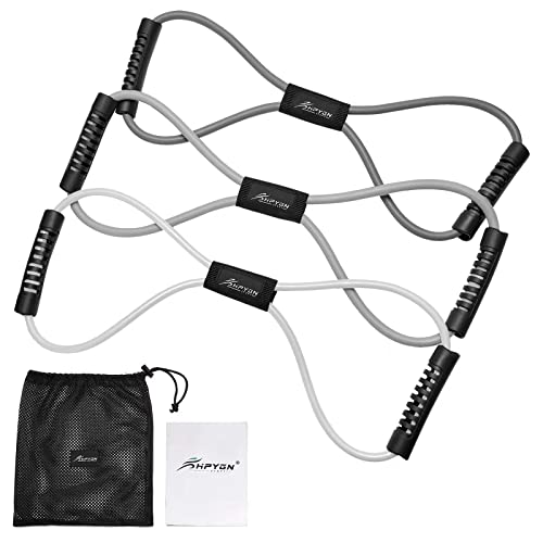 HPYGN Resistance Bands, Figure 8 Exercise Bands for Women Men, 8 Shaped Resistance Bands for Arms, Chest Expander, Yoga Gym Fitness Pulling Rope 8 Word Elastic for Exercise Muscle Training Tubing - color: grey