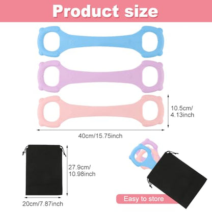 3 Pcs Figure 8 Fitness Resistance Band, Back Training Elastic Rope, Pilates Stretching Band for Arm Shoulder Workout, Chest Expansion and Yoga Exercise at Home Gym