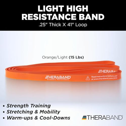 THERABAND High Resistance Band, Exercise, Physical Therapy, 15 lb, Red | Elastic resistance band for exercise, strength training, stretching and physical therapy - ideal for home workouts - size: Light (15 lbs)