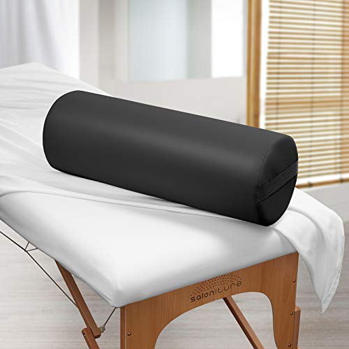 Saloniture Jumbo Round Massage Table Bolster Pillow Pad - 26 x 9 Inch - Black - color: Black