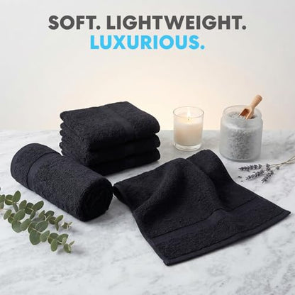 Simpli-Magic Cotton Hand Towels, 16"x27", Black, Not Bleach Proof, 12 Count - color: Black, size: 16 in x 27 in