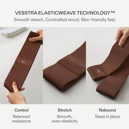 Premium Loop Resistance Bands Set - Non Slip Fabric Booty Bands for Glutes & Legs (Light, Medium, Heavy) | Hip Bands for Pilates, Strength Training & Home Workouts - color: Velvet Cocoa