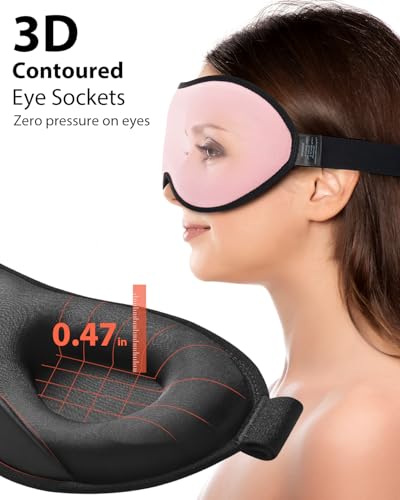 MABAO Weighted Sleep Mask, 100% Blackout Blindfold for Sleeping, Pink - color: Pink