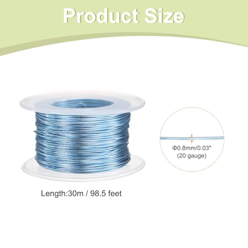 HARFINGTON 20 Gauge Aluminum Craft Wire 0.8mm 98.5ft Flexible Bendable Anodized Metal Jewelry Sculpting Wire for Jewelry Making Modelling Craft DIY, Steel Blue - color: Steel Blue, size: 30M x 0.8mm
