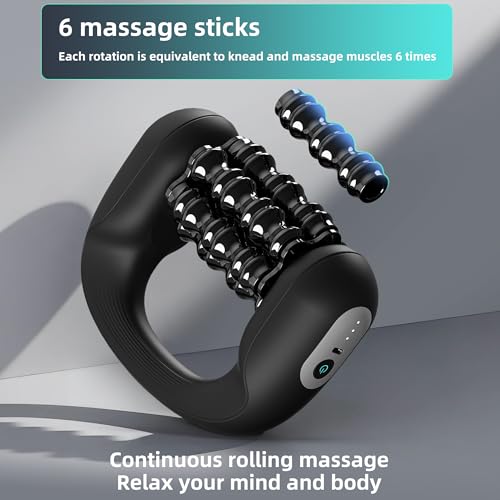 Electric Muscle Roller for Post-Workout Recovery, Deep Rolling Massager | For Legs, Calves, Back & Neck, Handheld Powered Rolling Tool, Rechargeable, 3 Speed Fitness Recovery