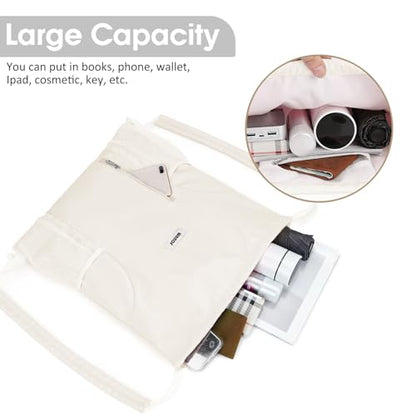 WANDF Drawstring Backpack, Gym String Bag with Shoulder Pad - color: M, Beige, size: Medium