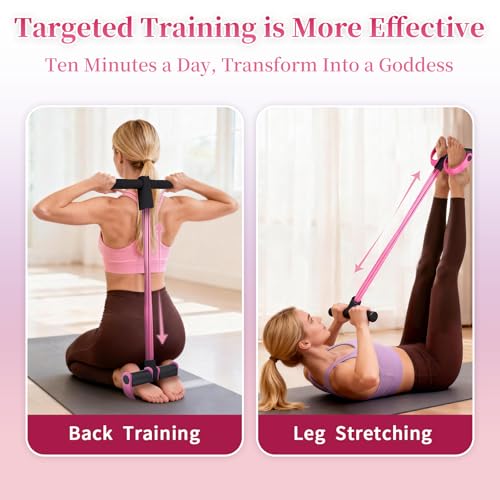 Multifunction Tension Rope, 6-Tube Elastic Yoga Pedal Puller Resistance Band, Natural Latex Tension Rope Fitness Equipment, for Abdomen/Waist/Arm/Leg Stretching Slimming Training - color: Pink