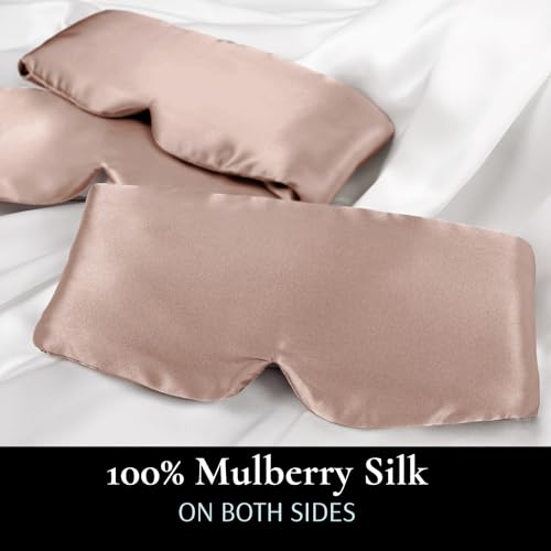 Zenssia 100% Mulberry Silk Sleep Mask Eye Mask for Men and Women, Taupe - color: Taupe