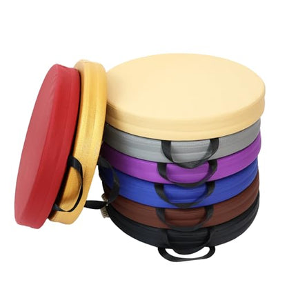 8 PCS 16 Inch Round Floor Pillows with Handles | Waterproof Synthetic Leather Flexible Seating Cushions | 16''x16''x2'' Thick Floor Cushions for Classroom, Home, Yoga & Meditation - color: Red, Yellow, Beige, Light Gray, Purple, Blue, Dark Brown, Black, s