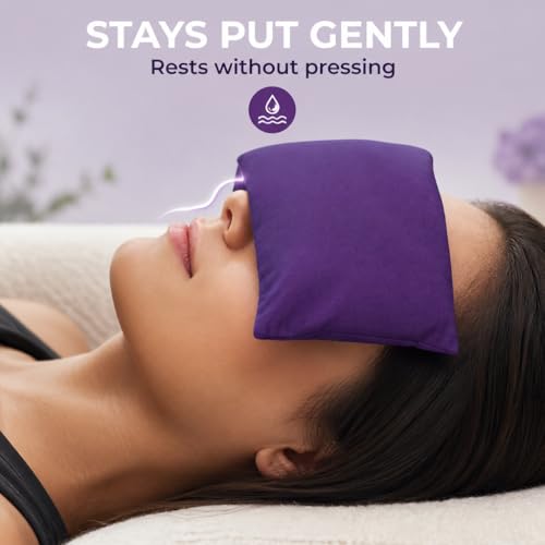 Lotus Lavender Eye Pillow - Weighted Eye Mask for Sleeping & Yoga - color: Purple