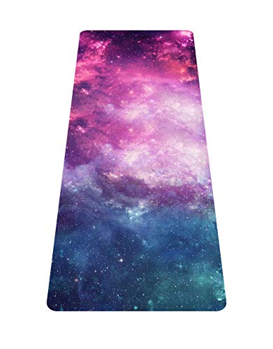 nuveti Printed Travel Yoga Mat 1/16 Inch Thick Non Slip Fitness Workout Mat | with Carrying Bag, Foldable Lightweight Suede & Natural Rubber Yoga Mat for Yoga Pilates and Fitness 72" L x 24" W x 1.5mm - color: ZiSeXingKong