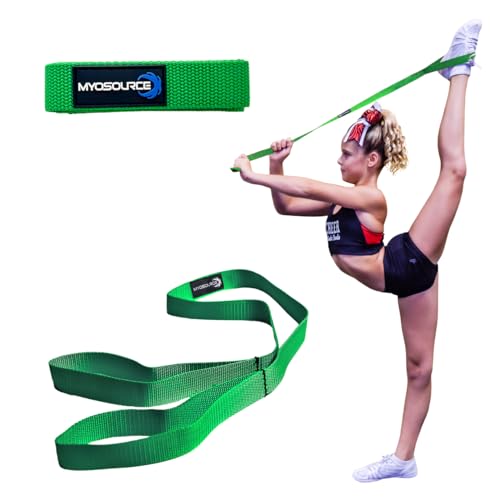 Myosource Kinetic Bands Cheerleading Flexibility Stunt Strap - Improve Stretching and Stunts for Cheer Dance Gymnastics & Physical Therapy – Stocking Stuffers Present for Kids Girls Adults - 12 Colors - color: Emerald