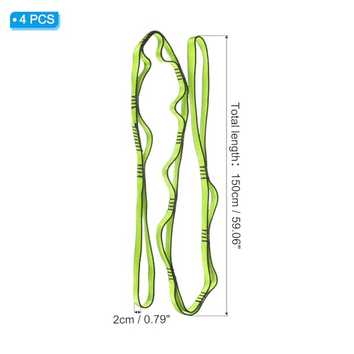 PATIKIL Daisy Chain Straps, Strong Climbing Strap Adjustable Nylon Chain Sling with Loops for Aerial Yoga Hammock Swing - color: Green, size: 59 Inch
