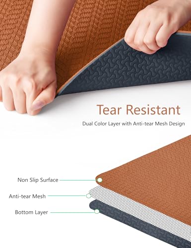 IUGA Yoga Mat Thick Non Slip Anti-tear Pilates Mat Eco Friendly Hot Yoga Mats for Workout & Exercise(72"x 24"x 6mm) - color: Orange