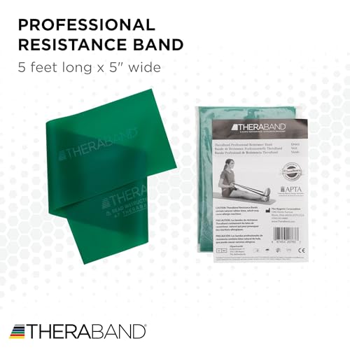 THERABAND Professional Resistance Band, Green Level 3 Heavy, 5 ft Exercise | Elastic resistance band for exercise, strength training, stretching and physical therapy - ideal for home workouts - color: Level 4 / Extra Heavy - Green