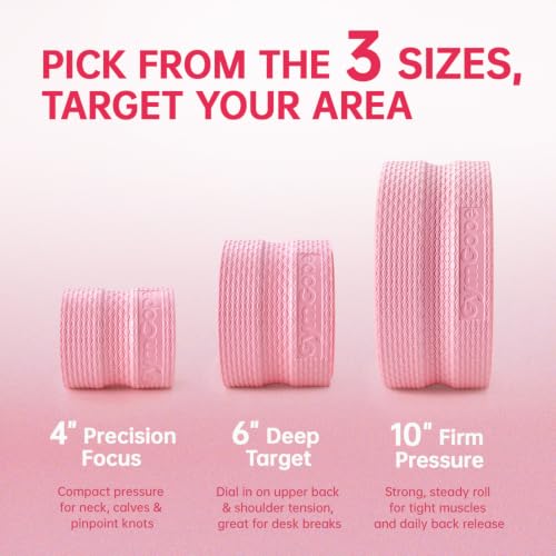 GymCope 3-Pack Back Roller Wheel Set, Spine-Safe Groove, 500 lbs | 1/2in sweat-resistant foam over ABS core, 3-pack 4in 6in 10in wheels, spine-safe groove, 500 lbs, yoga pilates gym, pvc free - style: 3Pack(4"+6"+10")-Pink