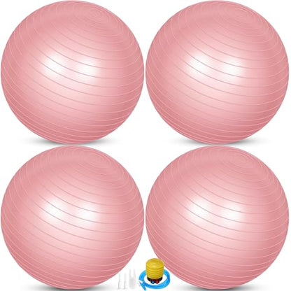 Leyndo 4 Pcs 26 Inch Yoga Exercise Ball Pilates - color: Light Pink