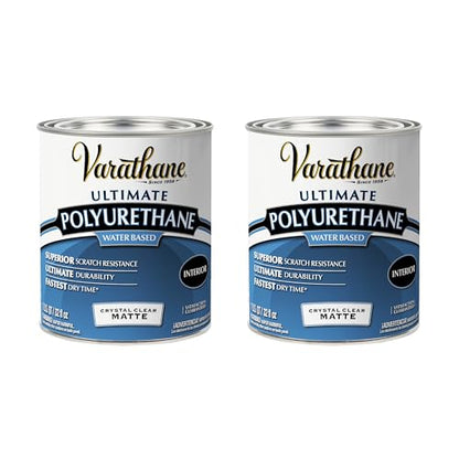 Varathane Water-Based Ultimate Semi-Gloss Polyurethane | Water-Based, Crystal Clear Interior Wood Protection, Fast Dry Time, Scratch Resistance, Covers Up to 125 Sq Ft, Quart - color: Matte, size: 1 Quart (Pack of 2)