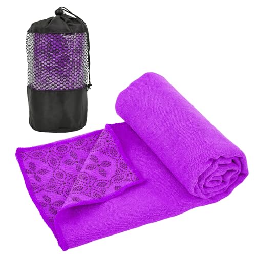 Yoga Towels, Non Slip Hot Yoga Mat Towel with Grip Dots,Super-Absorbent Soft Microfiber Yoga Blanket for Pilates, Fitness and Workout 72inch x 24inch - color: Purple
